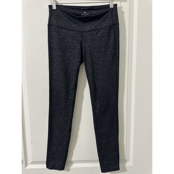 Athleta Chaturanga Leggings Women’s Size Small Heather Black Gray Yoga Gym - Picture 1 of 4